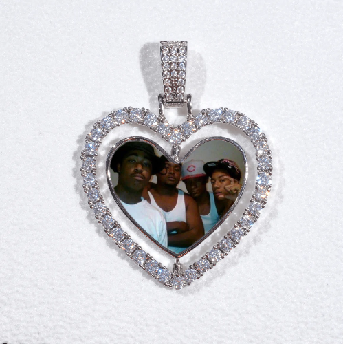 3D Spinning 2-Faced Heart Custom Picture Pendant