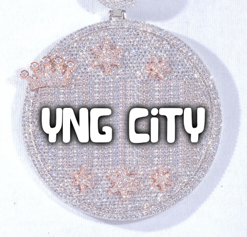 CUSTOM LETTER NECKLACE 3D BIG CROWN DISC