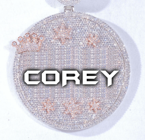 CUSTOM LETTER NECKLACE 3D BIG CROWN DISC