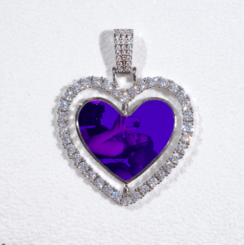3D Spinning 2-Faced Heart Custom Picture Pendant