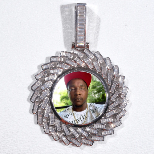 Large 3D Baguette Custom Picture Pendant