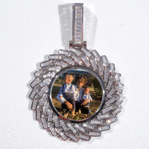 Large 3D Baguette Custom Picture Pendant