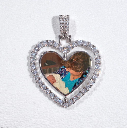 3D Spinning 2-Faced Heart Custom Picture Pendant