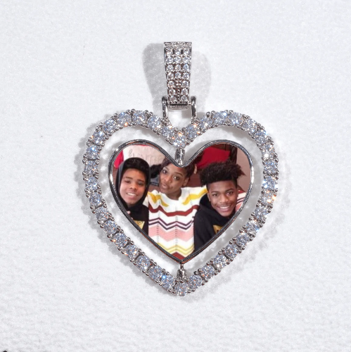 3D Spinning 2-Faced Heart Custom Picture Pendant