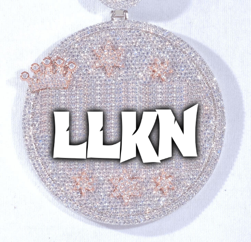CUSTOM LETTER NECKLACE 3D BIG CROWN DISC