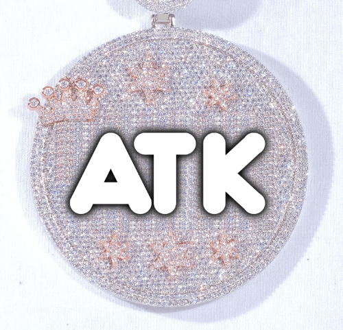 CUSTOM LETTER NECKLACE 3D BIG CROWN DISC