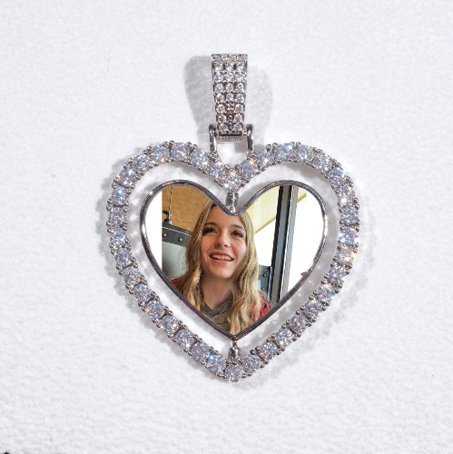 3D Spinning 2-Faced Heart Custom Picture Pendant