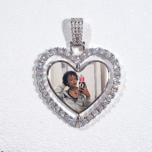 3D Spinning 2-Faced Heart Custom Picture Pendant