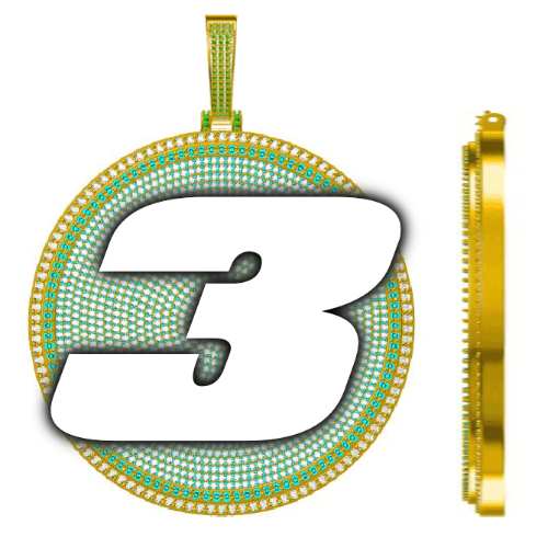 CUSTOM LETTER NECKLACE 3D BIG DISC
