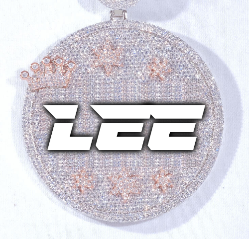 CUSTOM LETTER NECKLACE 3D BIG CROWN DISC