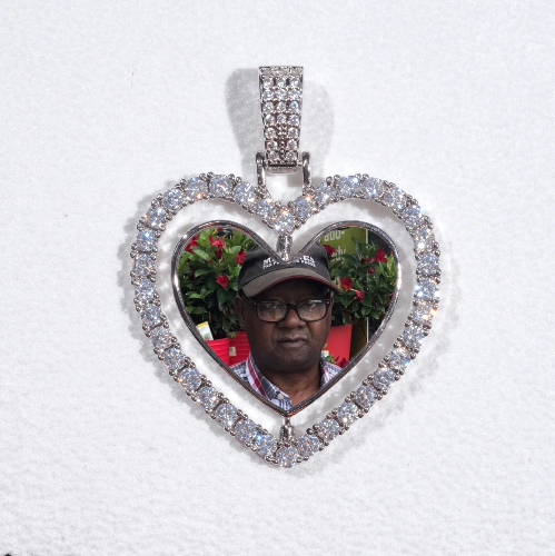 3D Spinning 2-Faced Heart Custom Picture Pendant