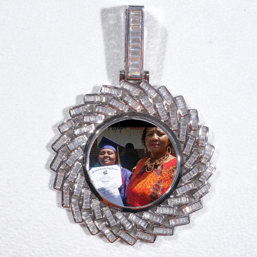 Large 3D Baguette Custom Picture Pendant
