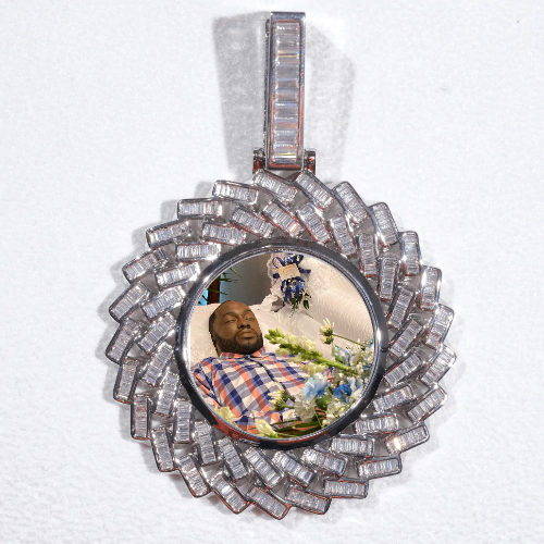 Large 3D Baguette Custom Picture Pendant