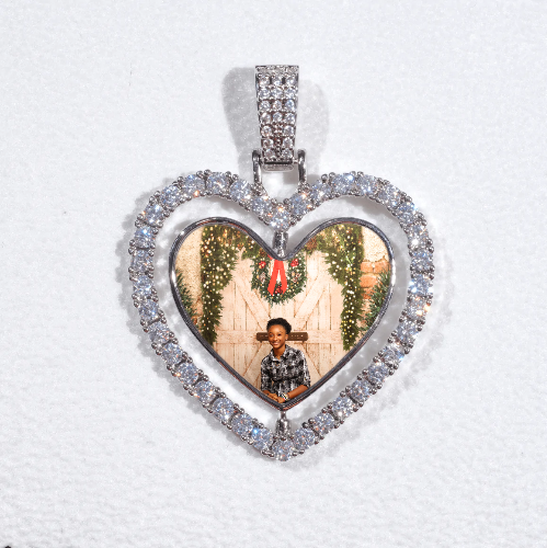 3D Spinning 2-Faced Heart Custom Picture Pendant