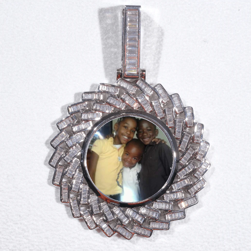 Large 3D Baguette Custom Picture Pendant