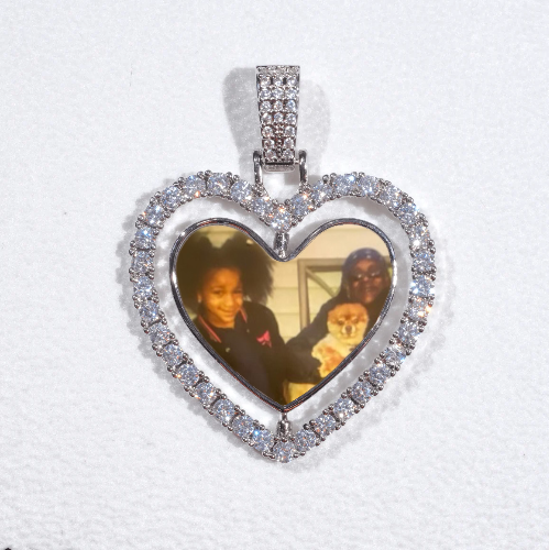 3D Spinning 2-Faced Heart Custom Picture Pendant
