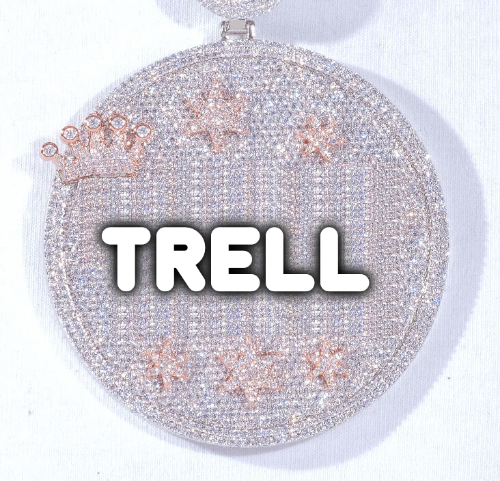 CUSTOM LETTER NECKLACE 3D BIG CROWN DISC