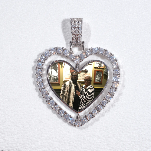 3D Spinning 2-Faced Heart Custom Picture Pendant