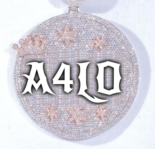 CUSTOM LETTER NECKLACE 3D BIG CROWN DISC