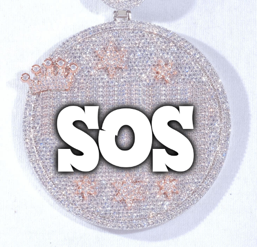 CUSTOM LETTER NECKLACE 3D BIG CROWN DISC