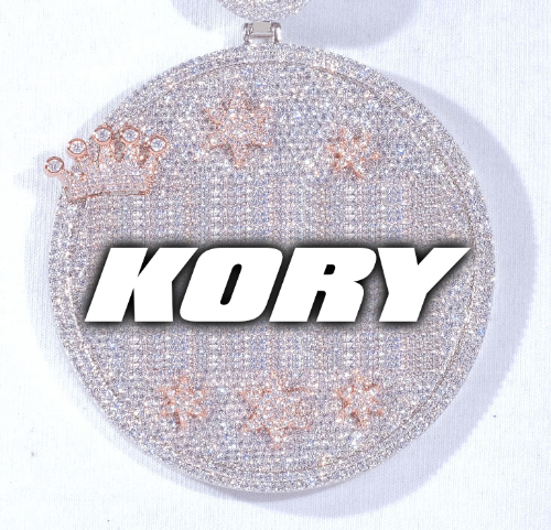 CUSTOM LETTER NECKLACE 3D BIG CROWN DISC