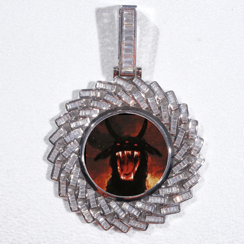 Large 3D Baguette Custom Picture Pendant