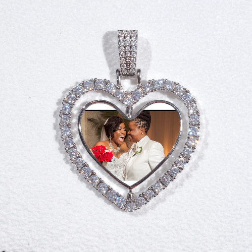 3D Spinning 2-Faced Heart Custom Picture Pendant