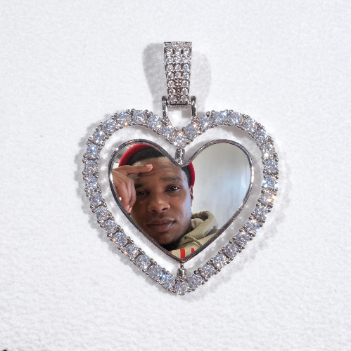 3D Spinning 2-Faced Heart Custom Picture Pendant