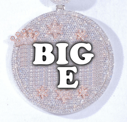 CUSTOM LETTER NECKLACE 3D BIG CROWN DISC