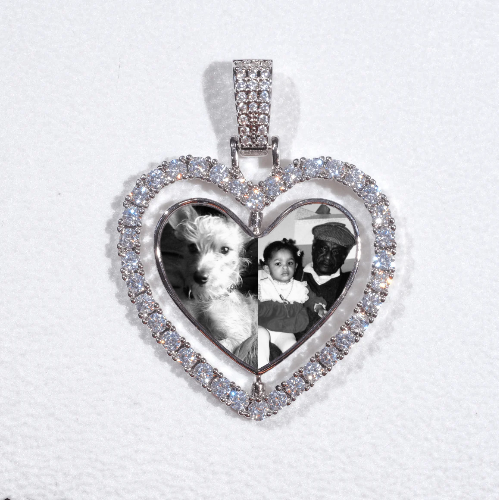 3D Spinning 2-Faced Heart Custom Picture Pendant