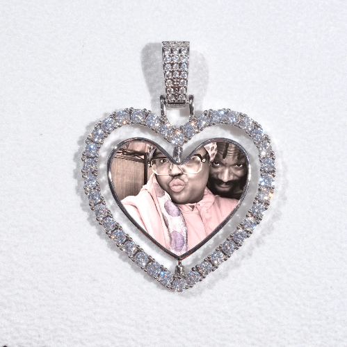 3D Spinning 2-Faced Heart Custom Picture Pendant