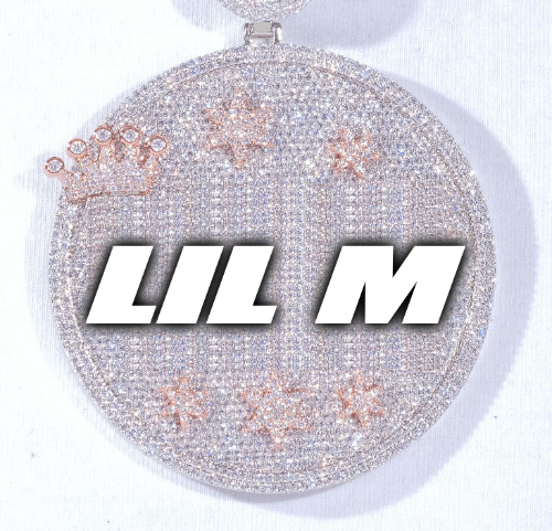 CUSTOM LETTER NECKLACE 3D BIG CROWN DISC