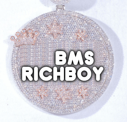CUSTOM LETTER NECKLACE 3D BIG CROWN DISC