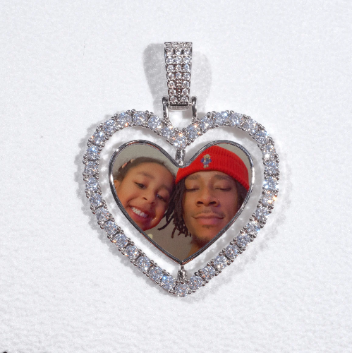 3D Spinning 2-Faced Heart Custom Picture Pendant