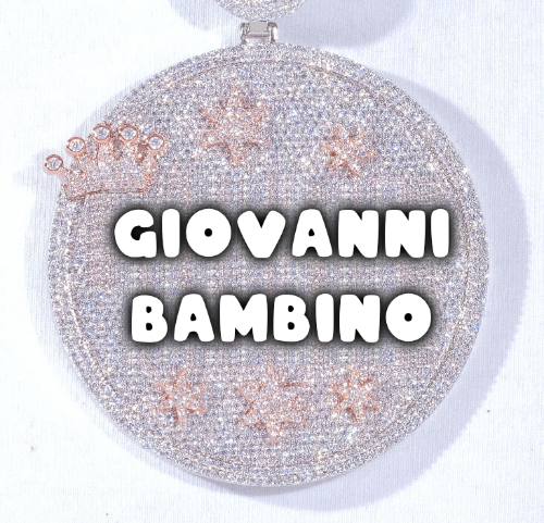 CUSTOM LETTER NECKLACE 3D BIG CROWN DISC