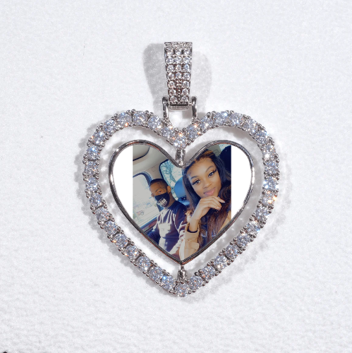 3D Spinning 2-Faced Heart Custom Picture Pendant