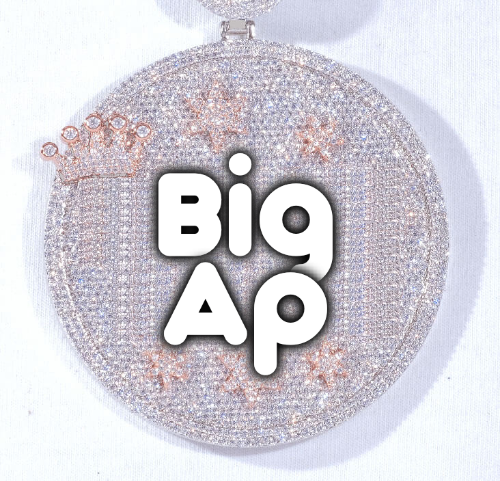 CUSTOM LETTER NECKLACE 3D BIG CROWN DISC