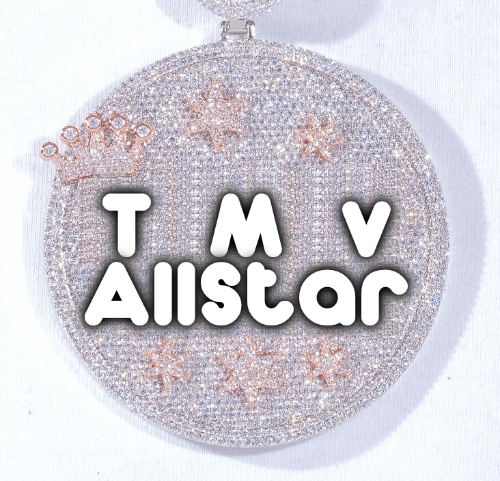 CUSTOM LETTER NECKLACE 3D BIG CROWN DISC
