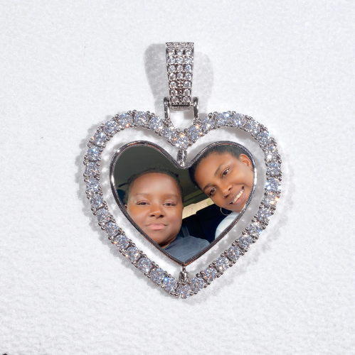 3D Spinning 2-Faced Heart Custom Picture Pendant
