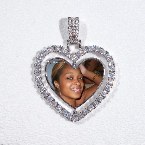 3D Spinning 2-Faced Heart Custom Picture Pendant