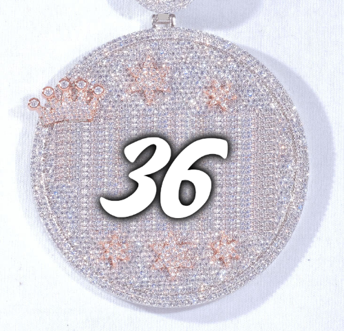 CUSTOM LETTER NECKLACE 3D BIG CROWN DISC