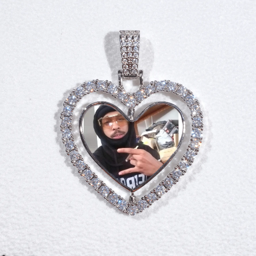 3D Spinning 2-Faced Heart Custom Picture Pendant