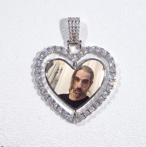 3D Spinning 2-Faced Heart Custom Picture Pendant