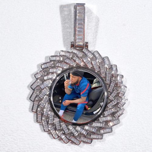Large 3D Baguette Custom Picture Pendant