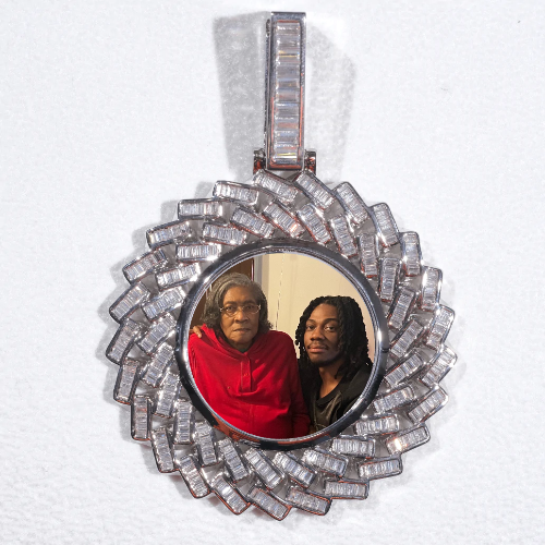 Large 3D Baguette Custom Picture Pendant