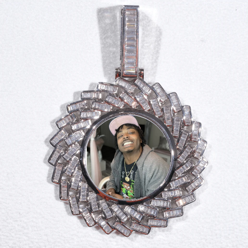 Large 3D Baguette Custom Picture Pendant