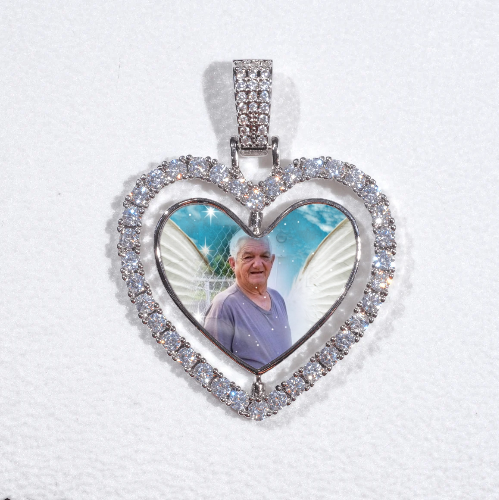 3D Spinning 2-Faced Heart Custom Picture Pendant