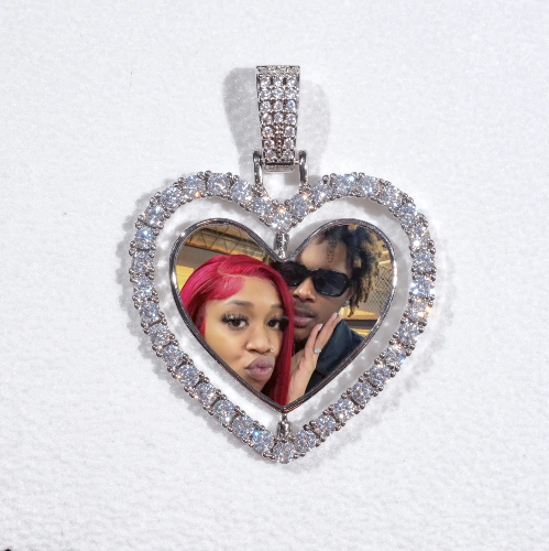 3D Spinning 2-Faced Heart Custom Picture Pendant