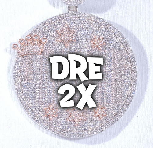 CUSTOM LETTER NECKLACE 3D BIG CROWN DISC