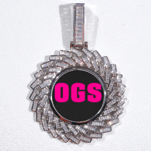 Large 3D Baguette Custom Picture Pendant